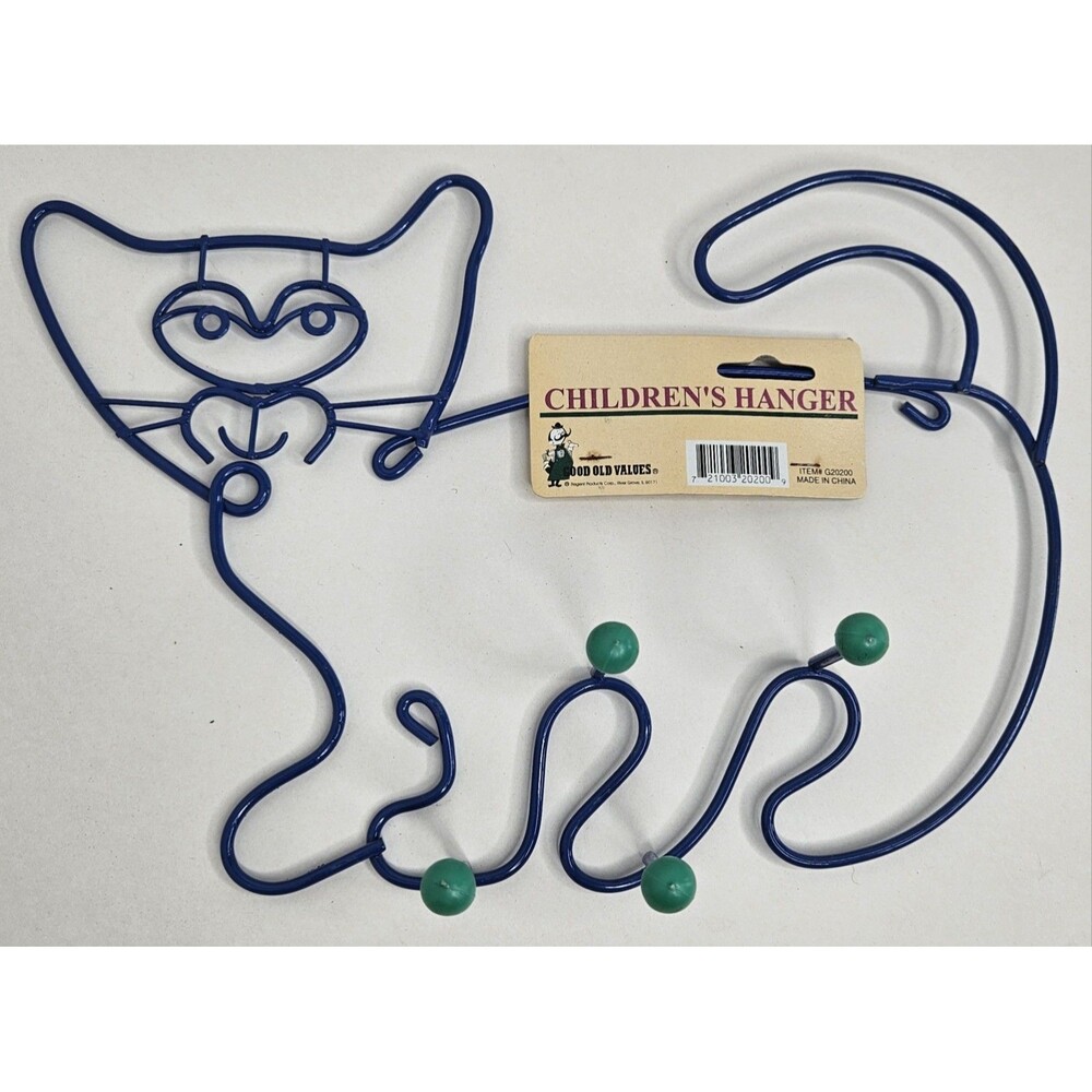 Kitty CAT Key Holder Hooks Metal Blue Whimsical Wall Mount Children's Hanger